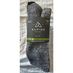 Alpine Design Performance Hiking Crew Socks - 4 Pack - Men's Medium